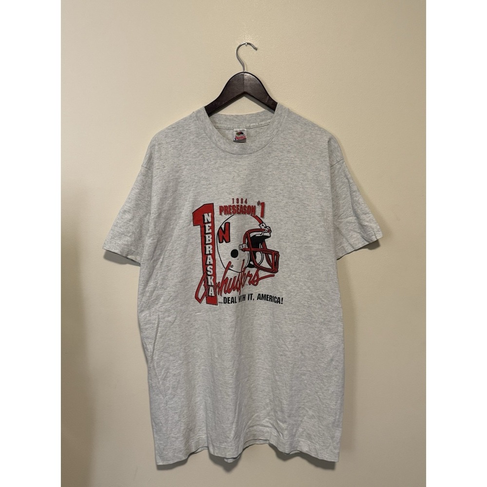 Vintage Preseason Nebraska CornHuskers Tshirt XL "#1 Deal With It America"‎